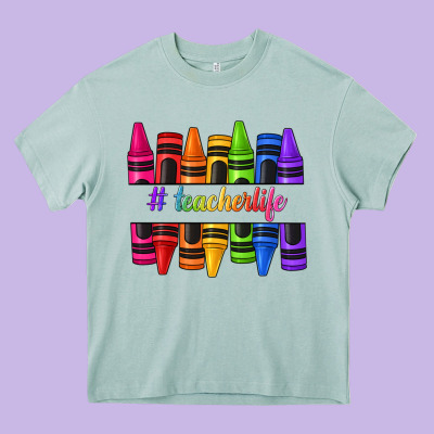 Heavy Core Tee teacher life crayons