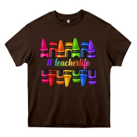 Chocolate Brown teacher life crayons Heavy Core Tee - texasbilliewilder