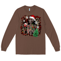 Chestnut Skeleton with coffee cup Christmas Long Sleeve Tee - NancyCooperArtShop