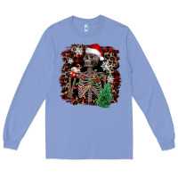 Colony Blue Skeleton with coffee cup Christmas Long Sleeve Tee - NancyCooperArtShop