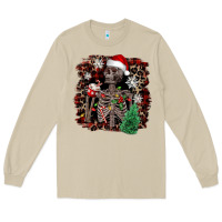 Mushroom Skeleton with coffee cup Christmas Long Sleeve Tee - NancyCooperArtShop