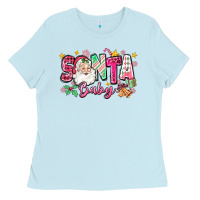 Baby Blue pink santa baby christmas Ladies Tee - Zillion Design Studio
