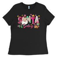 Black pink santa baby christmas Ladies Tee - Zillion Design Studio