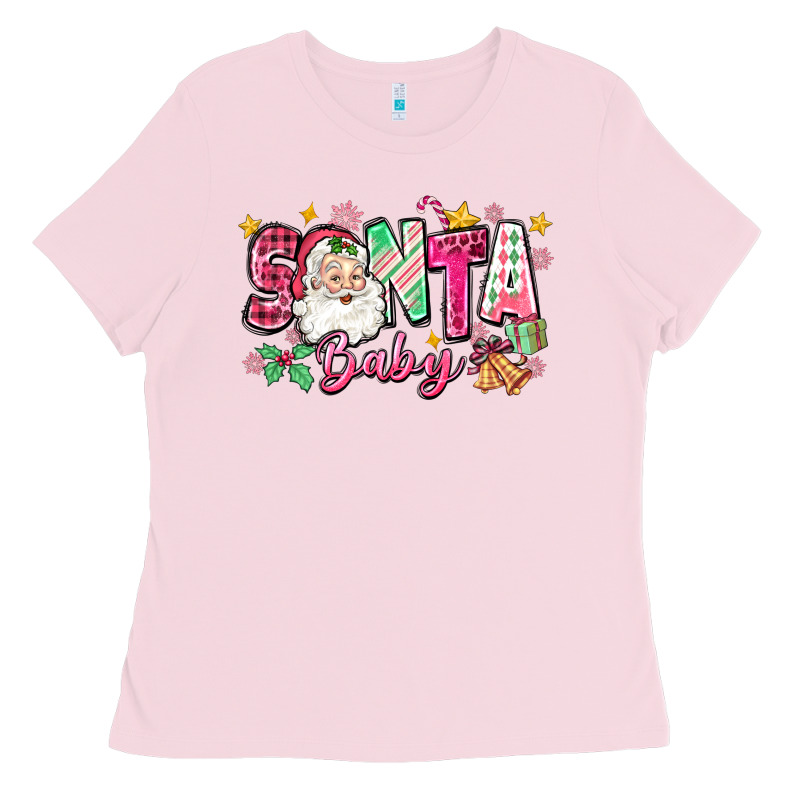 Pink Santa Baby Christmas Ladies Tee by Zillion Design Studio | Teevron