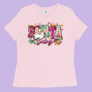Pink Santa Baby Christmas Ladies Tee Designed By Zillion Design Studio