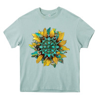 Arona sunflower with gemstone and cowhide Heavy Core Tee - Artiststas