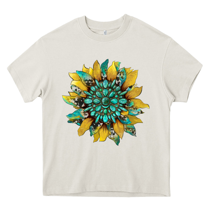Sunflower With Gemstone And Cowhide Heavy Core Tee by Artiststas | Teevron