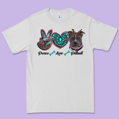 Peace Love Pitbull Premium Tee Designed By Ranaportraitstore