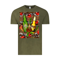 Vintage Olive beer bottles with wheat and barley Vintage Tee - AdoDesignShop