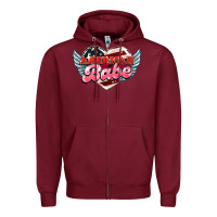 Burgundy American babe Zipper Hoodie - NancyCooperArtShop