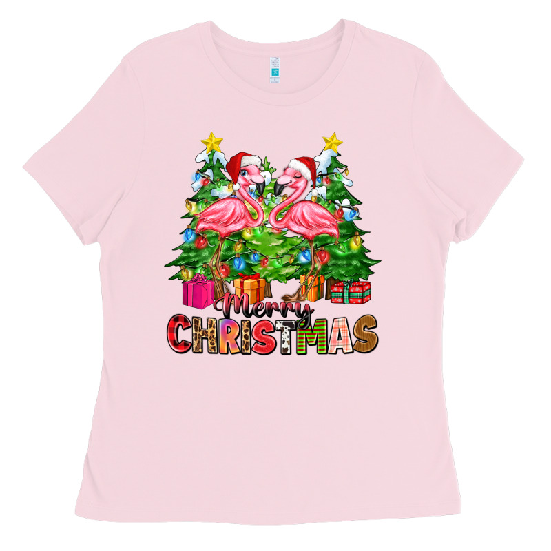 Merry Christmas Flamingo Ladies Tee by Zillion Design Studio | Teevron