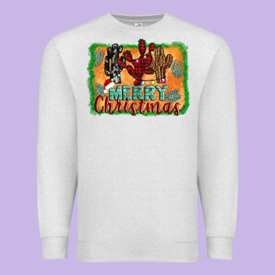 Merry Christmas Cactus Premium Sweatshirt Designed By Jasminsmagicworld