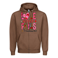 Chestnut love never fails i corintians 13 8 Zipper Hoodie - NancyCooperArtShop