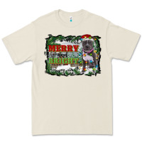 Bone merry and bright pitbull with farm Premium Tee - RanaPortraitStore