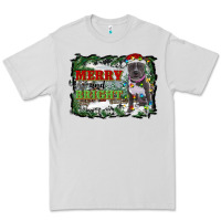 Dove Grey merry and bright pitbull with farm Premium Tee - RanaPortraitStore