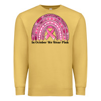 Antique Gold in october we wear pink breast cancer awareness rainbow Premium Sweatshirt - Jasminsmagicworld