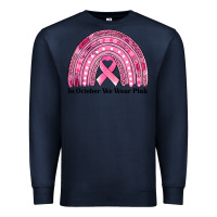 Navy in october we wear pink breast cancer awareness rainbow Premium Sweatshirt - Jasminsmagicworld