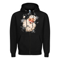 Black white christmas santa claus Zipper Hoodie - MaliasSmallBusiness