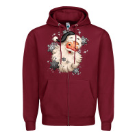 Burgundy white christmas santa claus Zipper Hoodie - MaliasSmallBusiness