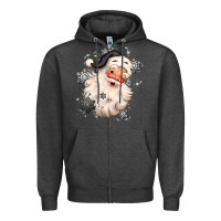 Charcoal Heather white christmas santa claus Zipper Hoodie - MaliasSmallBusiness