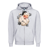 Heather Grey white christmas santa claus Zipper Hoodie - MaliasSmallBusiness