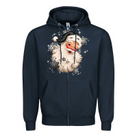 Navy white christmas santa claus Zipper Hoodie - MaliasSmallBusiness