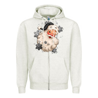 Oatmeal Heather white christmas santa claus Zipper Hoodie - MaliasSmallBusiness