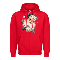 Red white christmas santa claus Zipper Hoodie - MaliasSmallBusiness