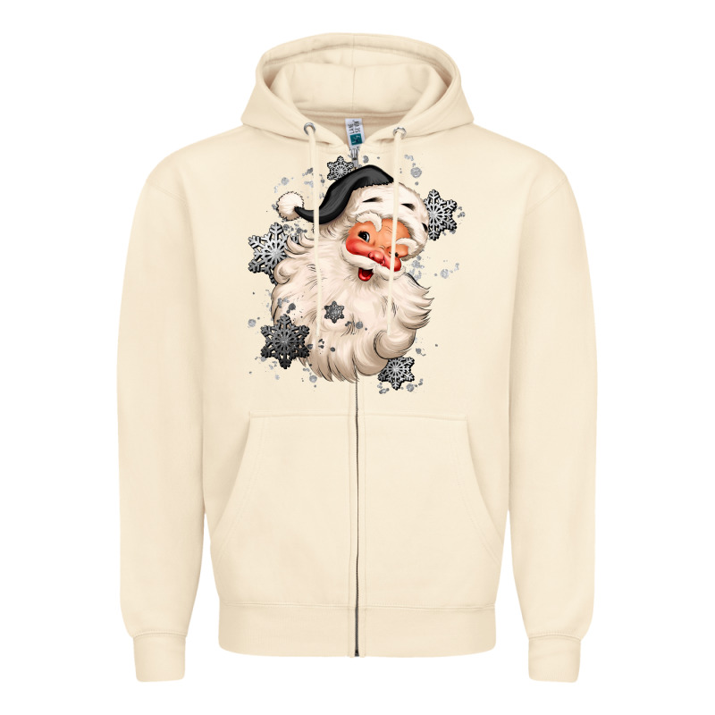 White Christmas Santa Claus Zipper Hoodie by MaliasSmallBusiness | Teevron