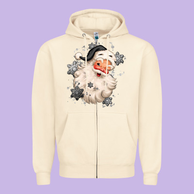 White Christmas Santa Claus Zipper Hoodie Designed By Maliassmallbusiness