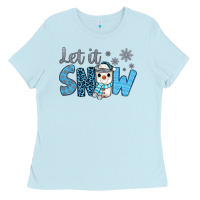 Baby Blue let it snow snowman coffee Ladies Tee - JahusDesignShop