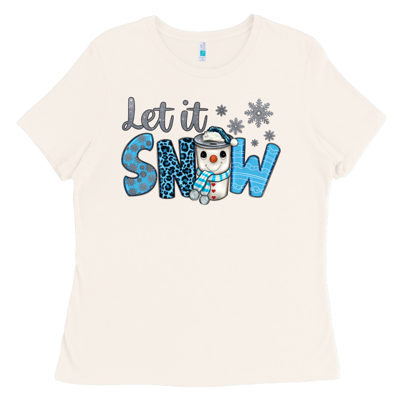 Let It Snow Snowman Coffee Ladies Tee by JahusDesignShop | Teevron