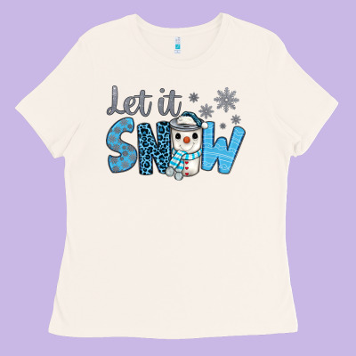 Let It Snow Snowman Coffee Ladies Tee Designed By Jahusdesignshop