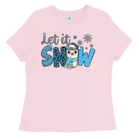 Bubblegum Pink let it snow snowman coffee Ladies Tee - JahusDesignShop