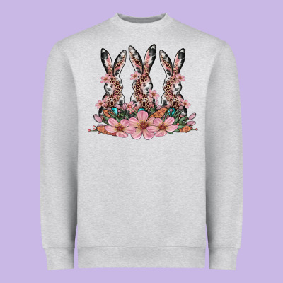 Rabbits With Blossom Flower Heavyweight Sweatshirt Designed By Artiststas