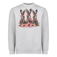Heather Grey rabbits with blossom flower Heavyweight Sweatshirt - Artiststas