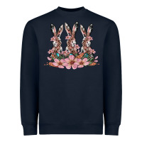 Navy rabbits with blossom flower Heavyweight Sweatshirt - Artiststas