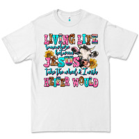 White living life somewhere between jesus take the wheel Premium Tee - AdoDesignShop