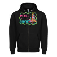 Black merry and bright christmas tree Zipper Hoodie - MaliasSmallBusiness