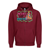 Burgundy merry and bright christmas tree Zipper Hoodie - MaliasSmallBusiness
