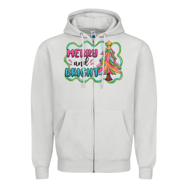 Merry And Bright Christmas Tree Zipper Hoodie by MaliasSmallBusiness | Teevron