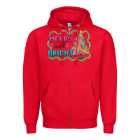 Red merry and bright christmas tree Zipper Hoodie - MaliasSmallBusiness