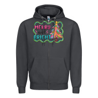 Smoke merry and bright christmas tree Zipper Hoodie - MaliasSmallBusiness