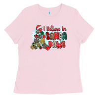 Bubblegum Pink i believe in santa paws Ladies Tee - Zillion Design Studio