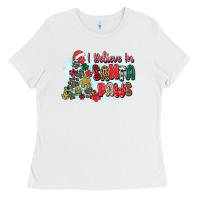 White i believe in santa paws Ladies Tee - Zillion Design Studio
