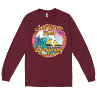 Burgundy salt water heals everything Long Sleeve Tee - Jasminsmagicworld