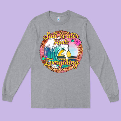 Salt Water Heals Everything Long Sleeve Tee Designed By Jasminsmagicworld