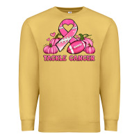 Antique Gold tackle cancer pumpkins football and ribbon breast cancer awareness Premium Sweatshirt - Jasminsmagicworld