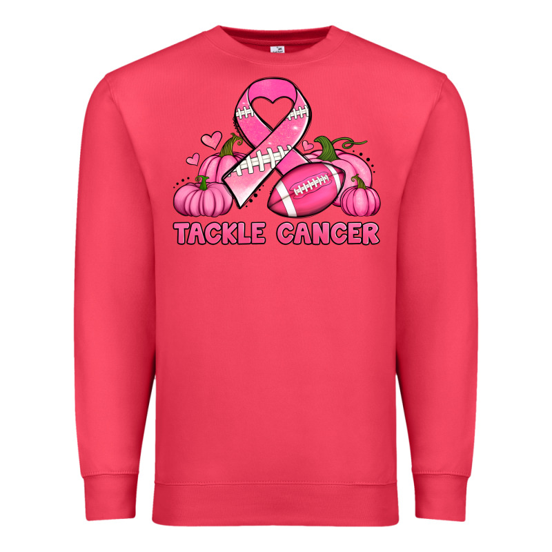 Tackle Cancer Pumpkins Football And Ribbon Breast Cancer Awareness Premium Sweatshirt by Jasminsmagicworld | Teevron