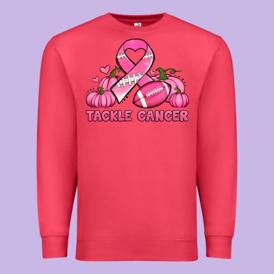 Tackle Cancer Pumpkins Football And Ribbon Breast Cancer Awareness Premium Sweatshirt Designed By Jasminsmagicworld